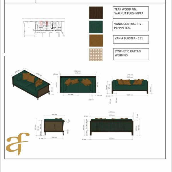 Sofa Retro Modern Hijau Ruang Tamu Minimalis - Gambar 7