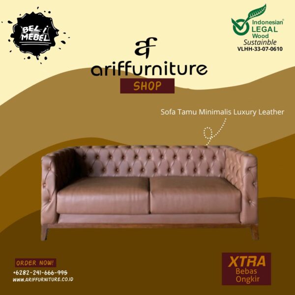 Sofa Tamu Minimalis Chesterfield Luxury Leather