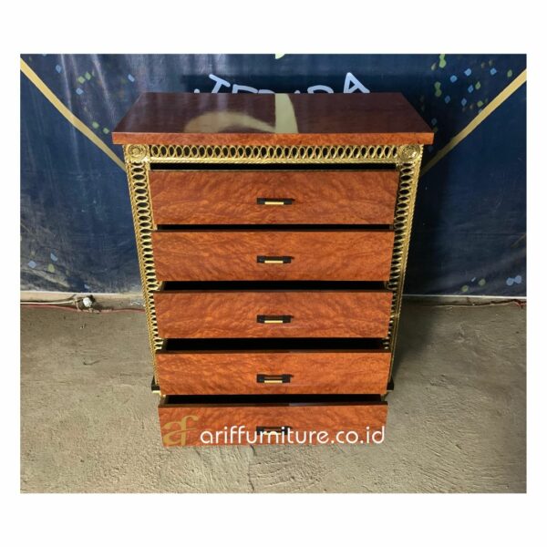 Bedroom Meja Drawers Veneer Jati Mewah - Gambar 4