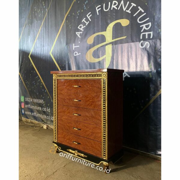 Bedroom Meja Drawers Veneer Jati Mewah - Gambar 3