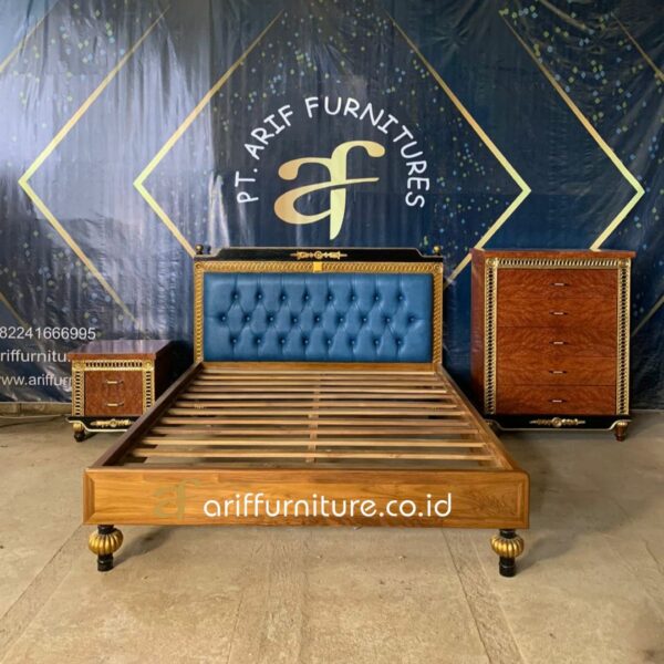 Set Tempat Tidur Mewah Veneer Jati - Gambar 2