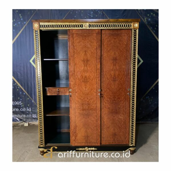 Lemari Pakaian 3 Pintu Veneer Jati Mewah - Gambar 4
