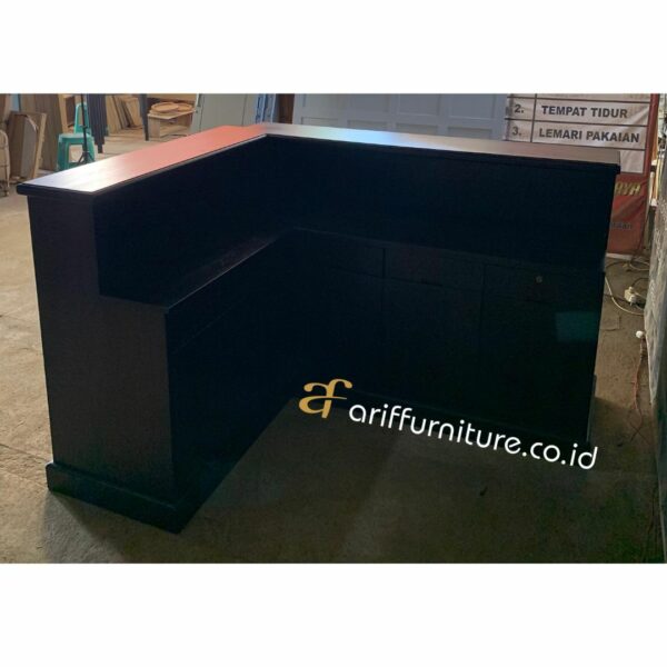 Meja Kasir Letter L Minimalis Kayu Jati Custom - Gambar 5
