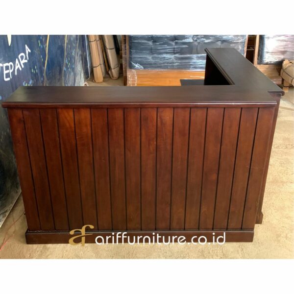 Meja Kasir Letter L Minimalis Kayu Jati Custom - Gambar 3