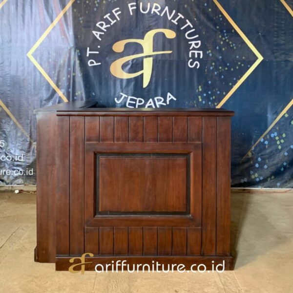 Meja Kasir Letter L Minimalis Kayu Jati Custom - Gambar 2