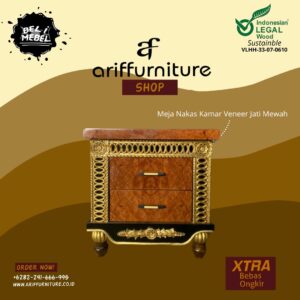 Meja Nakas Kamar Tidur Veneer Jati Mewah