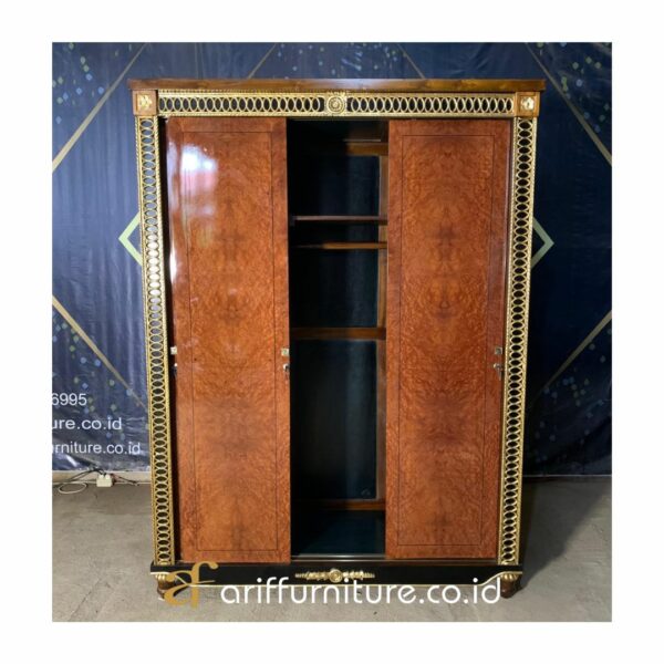 Lemari Pakaian 3 Pintu Veneer Jati Mewah - Gambar 5
