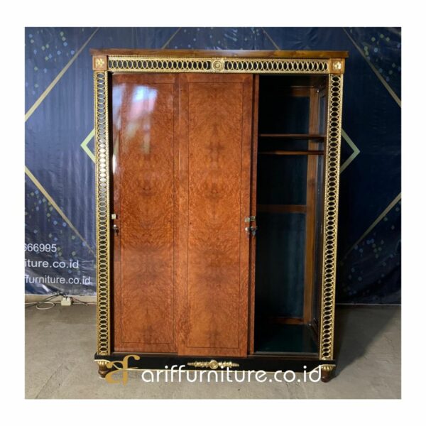 Lemari Pakaian 3 Pintu Veneer Jati Mewah - Gambar 6
