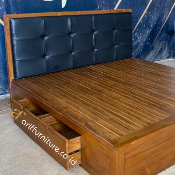 Tempat Tidur Kayu Jati Minimalis Elnino Jepara - Gambar 6