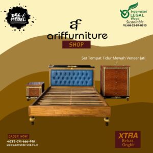 Set Tempat Tidur Mewah Veneer Jati