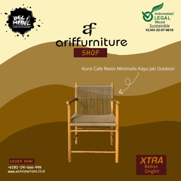Kursi Cafe Resto Minimalis Kayu Jati Outdoor