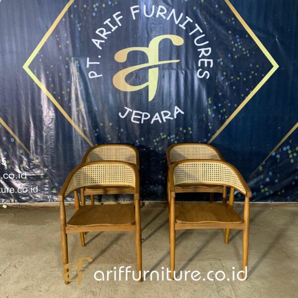 Kursi Cafe Retro Jati Jepara Kombinasi Rotan - Gambar 6