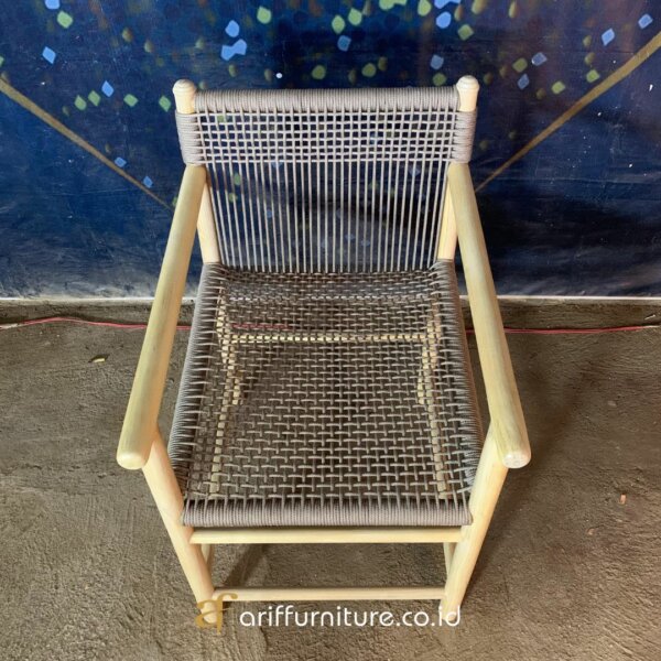 Kursi Makan Cafe Outdoor Tali Rope Kaki Jati - Gambar 3