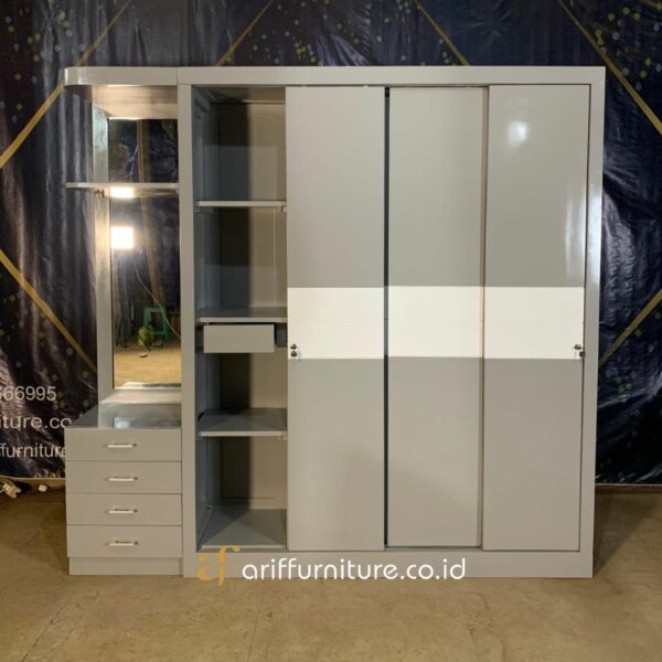 Lemari Pakaian Minimalis Custom Dengan Meja Rias - Gambar 3