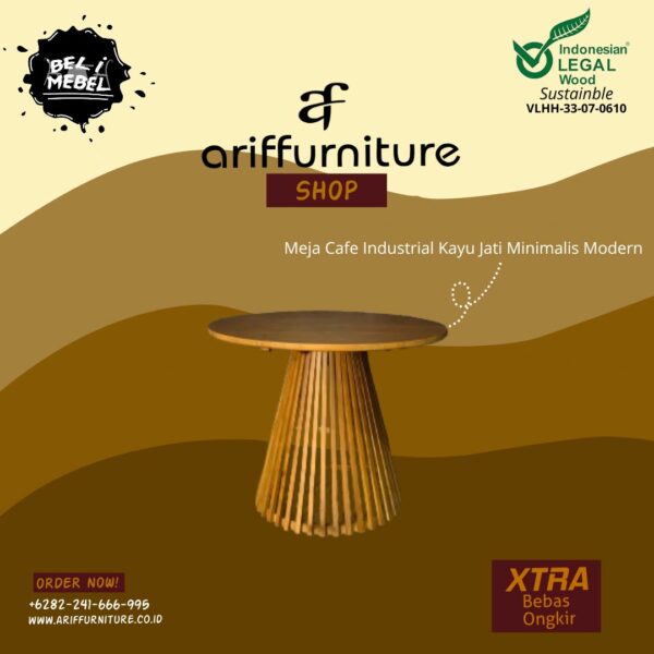 Meja Cafe Industrial Kayu Jati Minimalis Modern