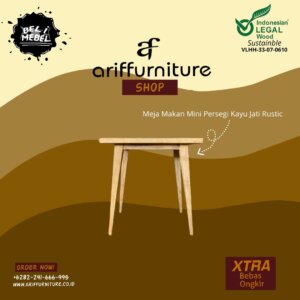 Meja Makan Mini Persegi Kayu Jati Rustic