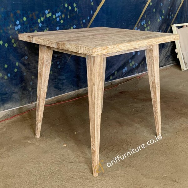 Meja Makan Mini Persegi Kayu Jati Rustic - Gambar 5