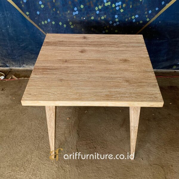 Meja Makan Mini Persegi Kayu Jati Rustic - Gambar 4