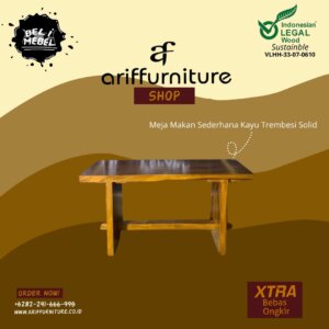 Meja Makan Sederhana Kayu Trembesi Solid