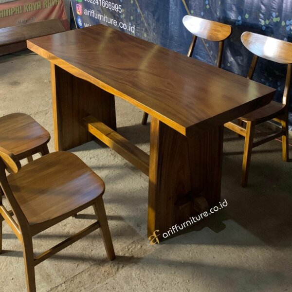 Meja Makan Set 4 Kursi Model Scandinavian Tebaru - Gambar 5