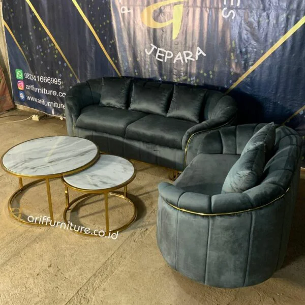 Set Sofa Modern Kayu Jati Kaki Stainless Steel - Gambar 3