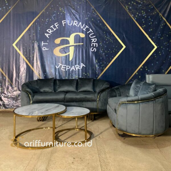 Set Sofa Modern Kayu Jati Kaki Stainless Steel - Gambar 2