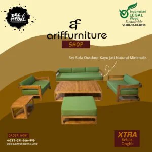 Set Sofa Outdoor Kayu Jati Natural Minimalis