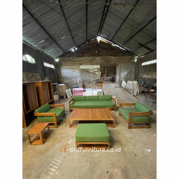 Set Sofa Outdoor Kayu Jati Natural Minimalis - Gambar 2