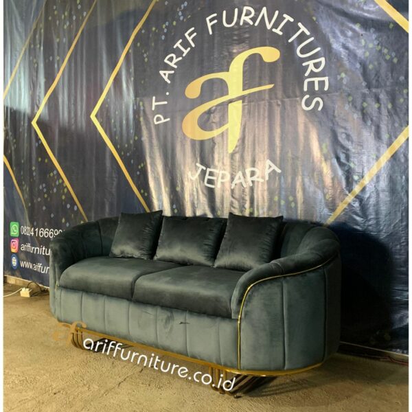 Sofa Ruang Tamu Modern Kaki Stainless Gold - Gambar 3