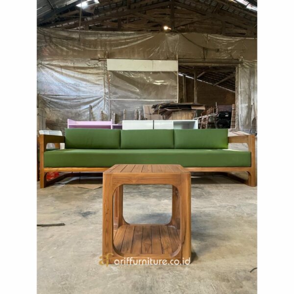 Set Sofa Outdoor Kayu Jati Natural Minimalis - Gambar 5