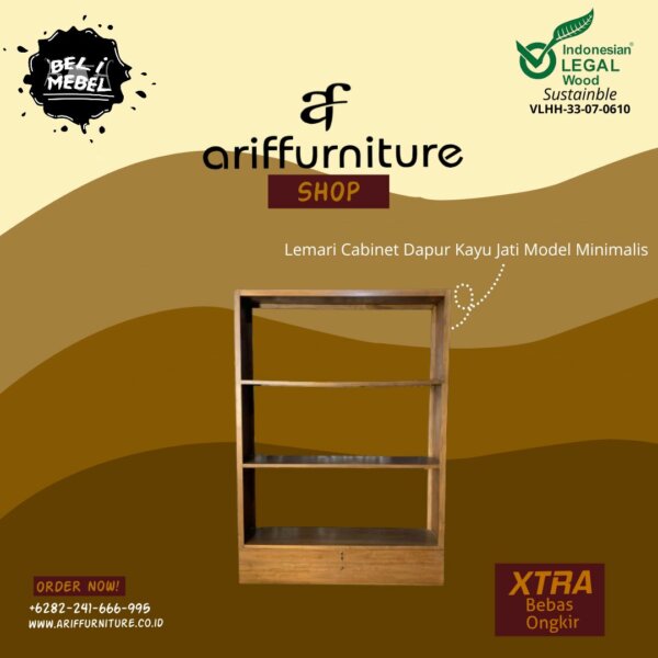 Lemari Cabinet Dapur Kayu Jati Model Minimalis