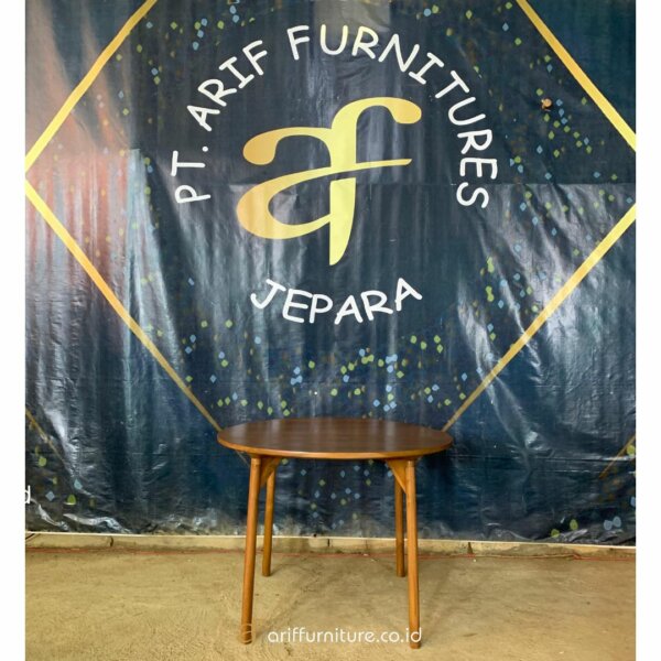 Meja Cafe Resto Kayu Model Bulat Minimalis - Gambar 2