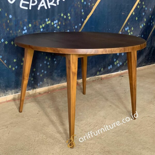 Meja Makan Jati Bulat Minimalis Custom Terbaru - Gambar 3