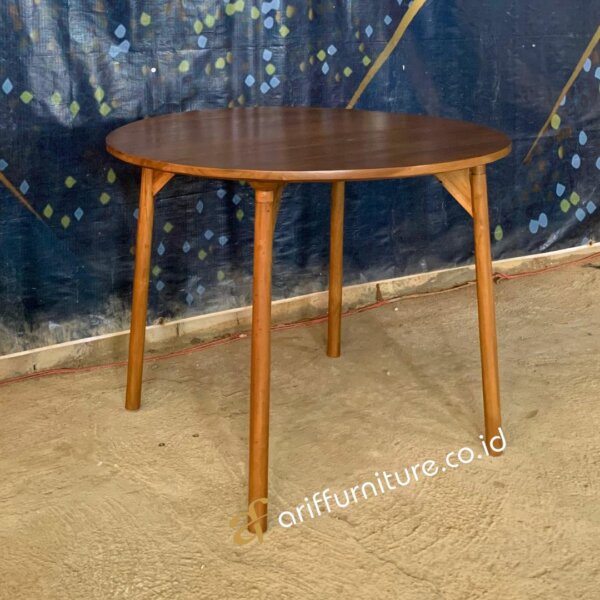 Meja Cafe Resto Kayu Model Bulat Minimalis - Gambar 3