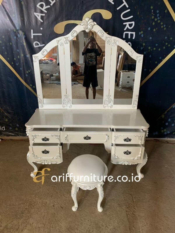 Set Meja Rias Mewah Luxurious Ukiran Custom - Gambar 3