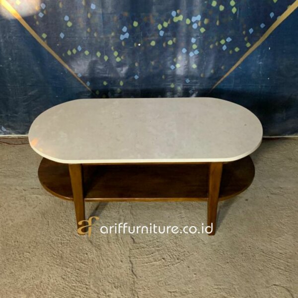 Meja Tamu Retro Jati Minimalis Top Marmer - Gambar 5