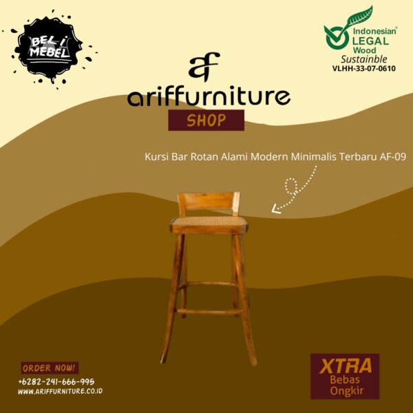 Kursi Bar Rotan Alami Modern Minimalis Terbaru AF-09