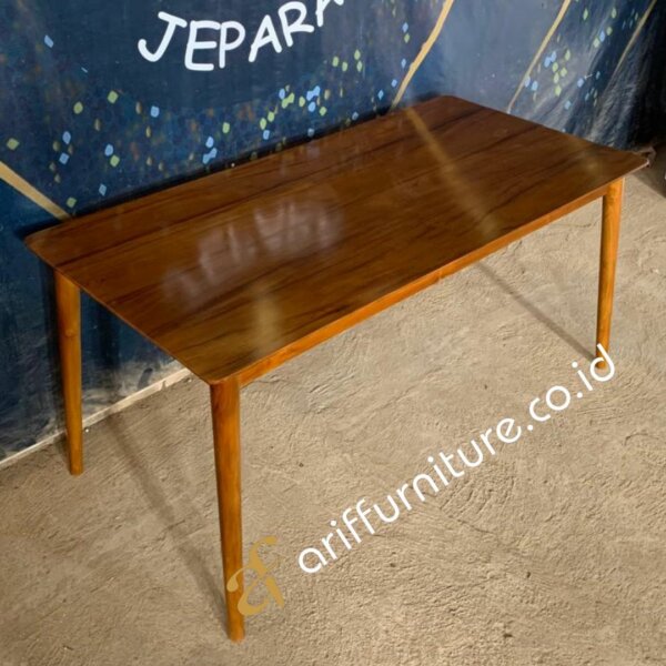 Meja Makan Kayu Jati Model Scandavian AF-07 - Gambar 4