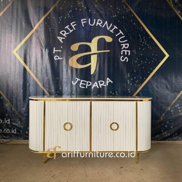 Meja Tv Custom Minimalis Putih Credenza Modern AF-04 - Gambar 2