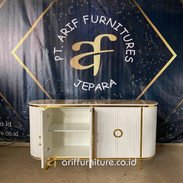 Meja Tv Custom Minimalis Putih Credenza Modern AF-04 - Gambar 7