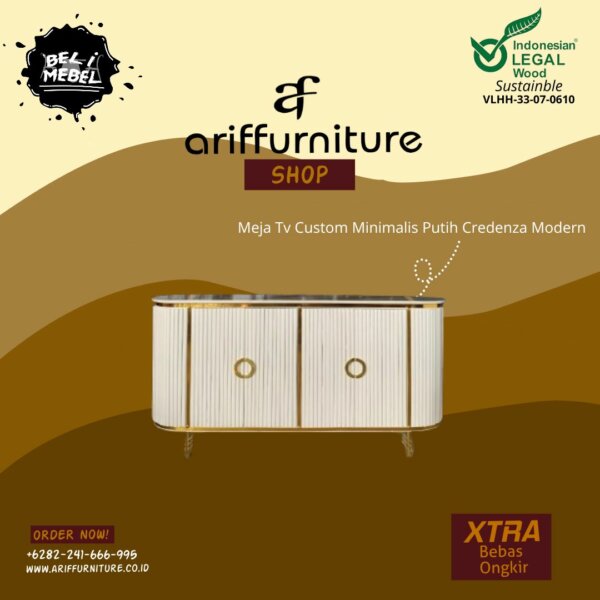 Meja Tv Custom Minimalis Putih Credenza Modern AF-04