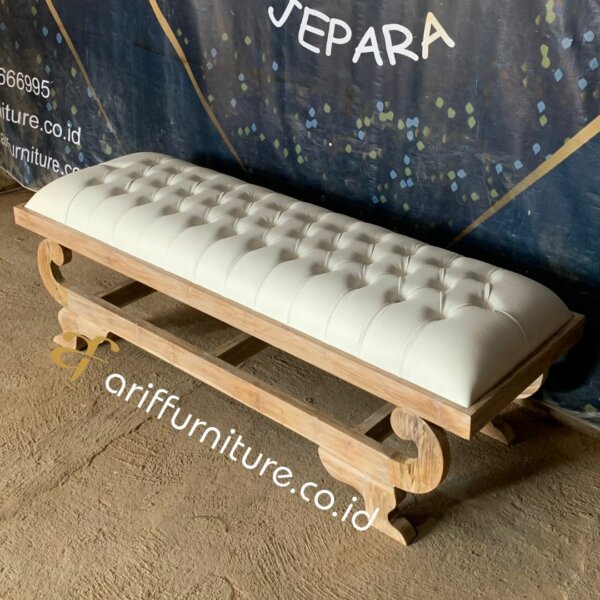 Bench Stool Ottoman Kursi Sofa Kayu Jati AF-32 - Gambar 5