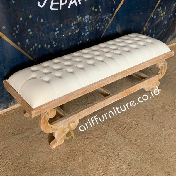 Bench Stool Ottoman Kursi Sofa Kayu Jati AF-32 - Gambar 4