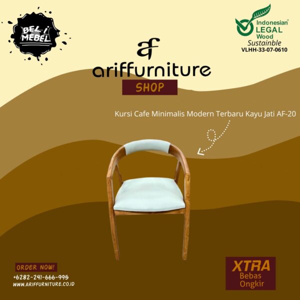 Kursi Cafe Minimalis Modern Terbaru Kayu Jati AF-20