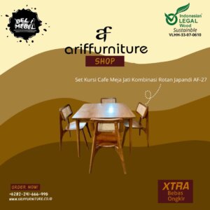 Set Kursi Cafe Meja Jati Kombinasi Rotan Japandi AF-27