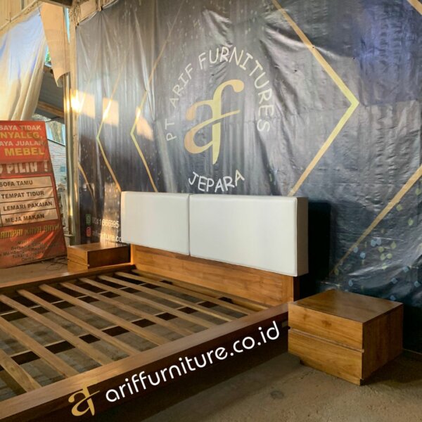 Set Tempat Tidur Modern Kayu Jati Minimalis Style AF-28 - Gambar 4