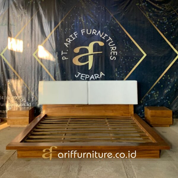 Set Tempat Tidur Modern Kayu Jati Minimalis Style AF-28 - Gambar 6