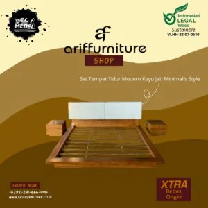 Set Tempat Tidur Modern Kayu Jati Minimalis Style AF-28