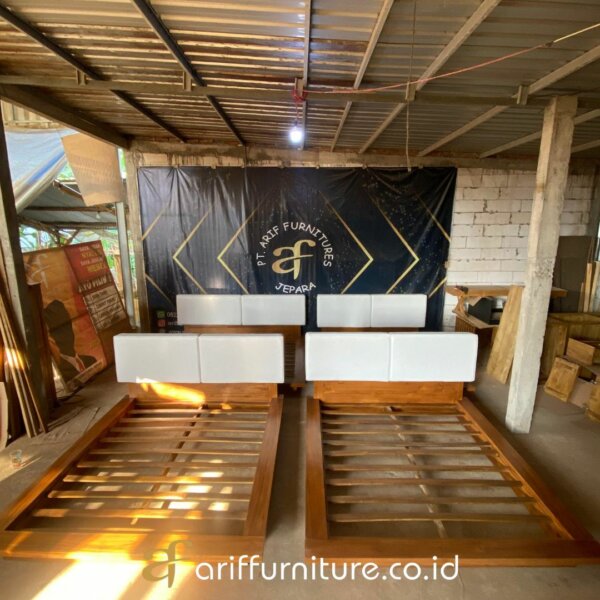 Set Tempat Tidur Modern Kayu Jati Minimalis Style AF-28 - Gambar 7