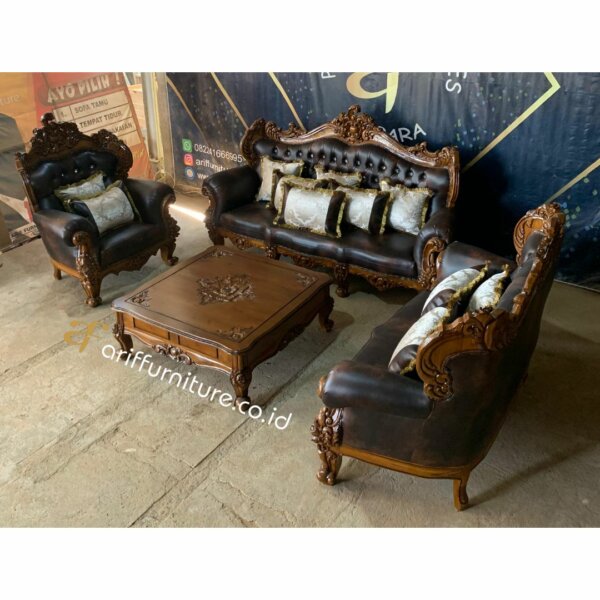 Sofa Tamu Mewah Klasik Jati Mebel Ukiran Jepara AF-31 - Gambar 4